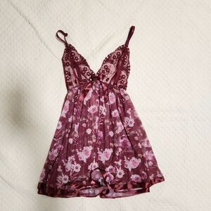 Floral Lace Burgundy Babydoll
